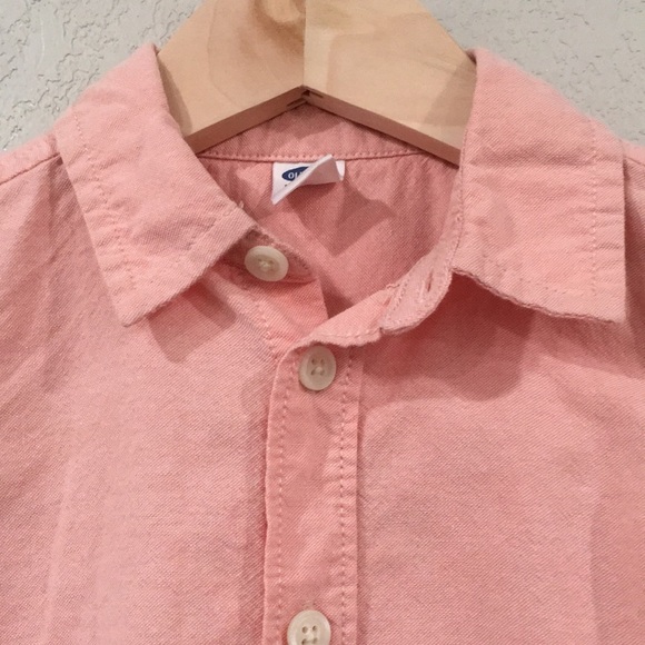 Old Navy Baby Boy Sz 6-12M Salmon Chambray Button Shirt 100% Cotton - Picture 2 of 10